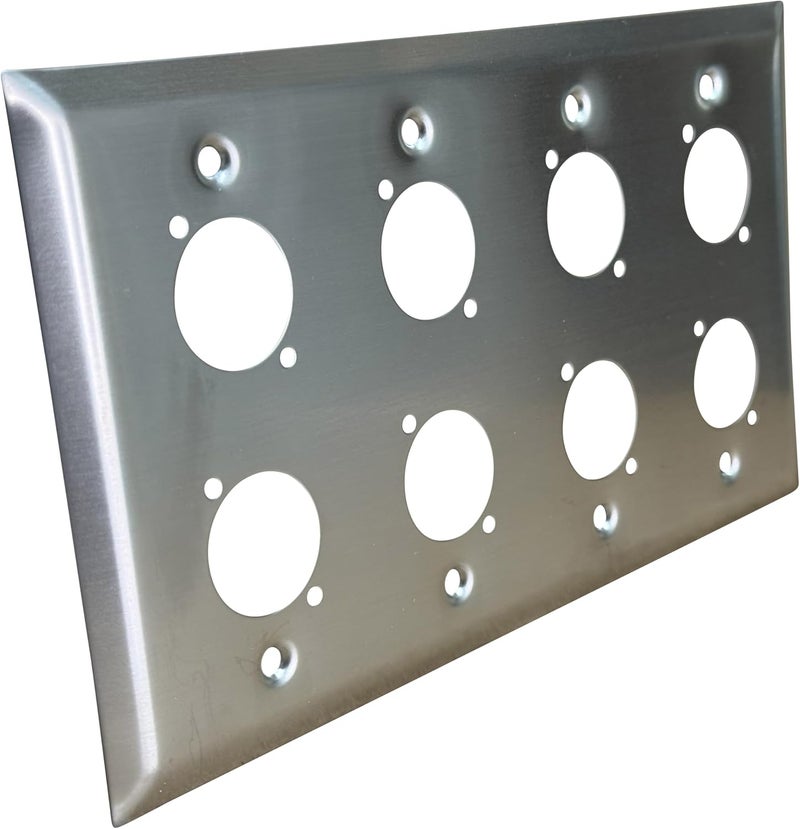 DIYTECH XLR Wall Plate Blank, Panel Combo - Perfect for Professional Audio Setups in Studios, Theaters, and Conference Rooms - Easy to Install and Durable Design (8 Port Stainless Steel) - Image 3